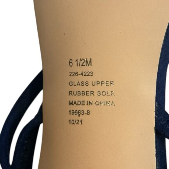 I. Miller Netany Kitten Heel Sandals Dark Navy Blue Suede Size 6.5 M Formal-New - Picture 10 of 12